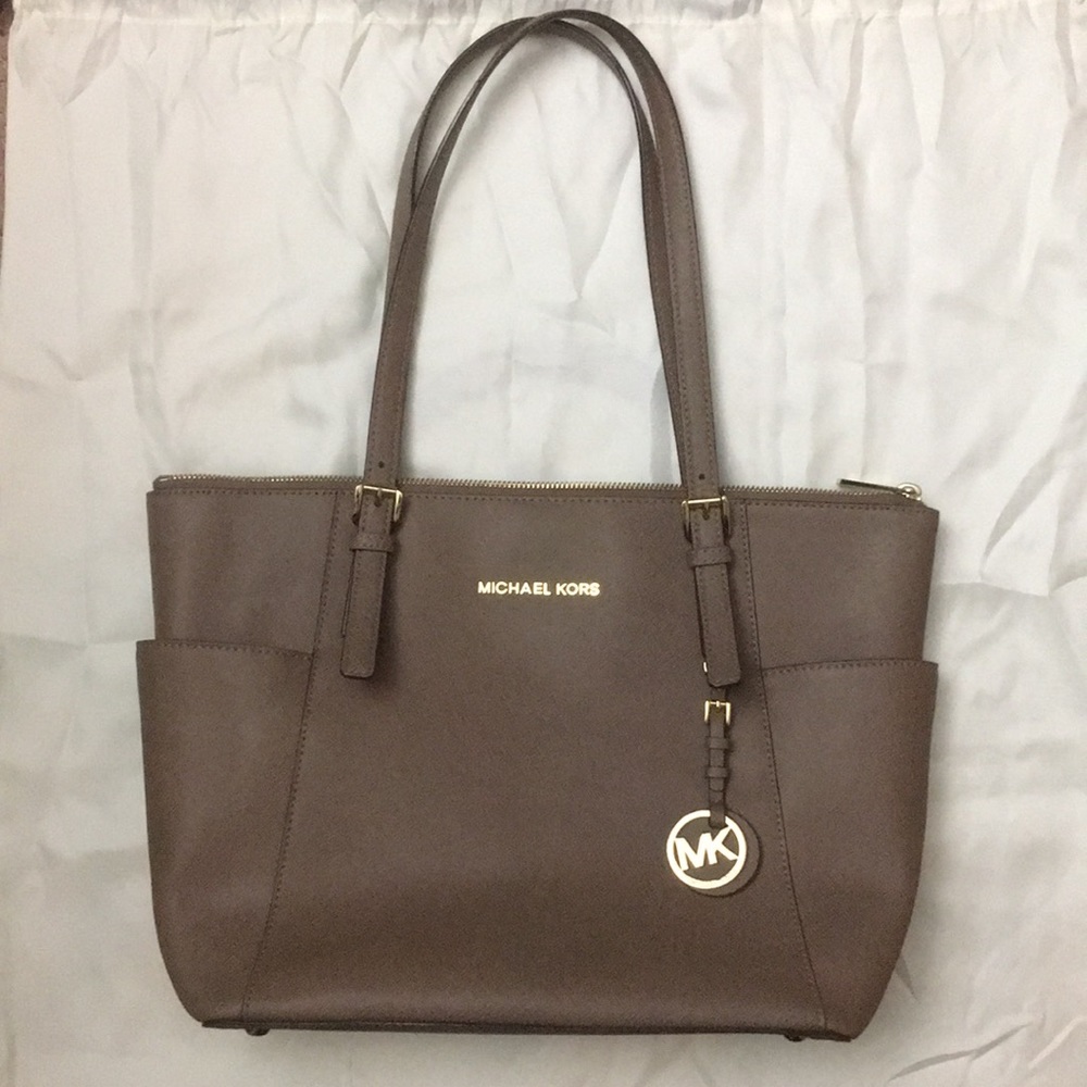MICHAEL Michael Kors Jet Set Leather tote -truffle